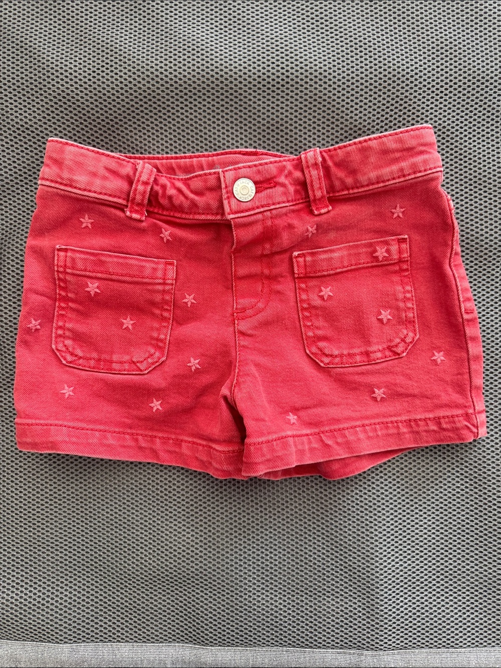 Girls Red Star Denim Shorts